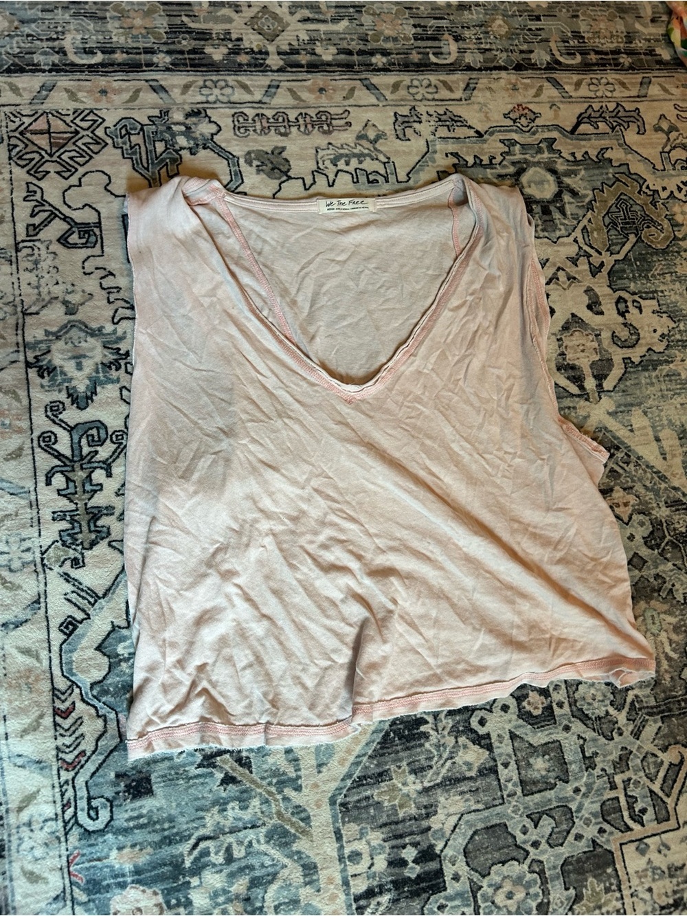 We The Free Pale Pink V-Neck Sleeveless Tank Top